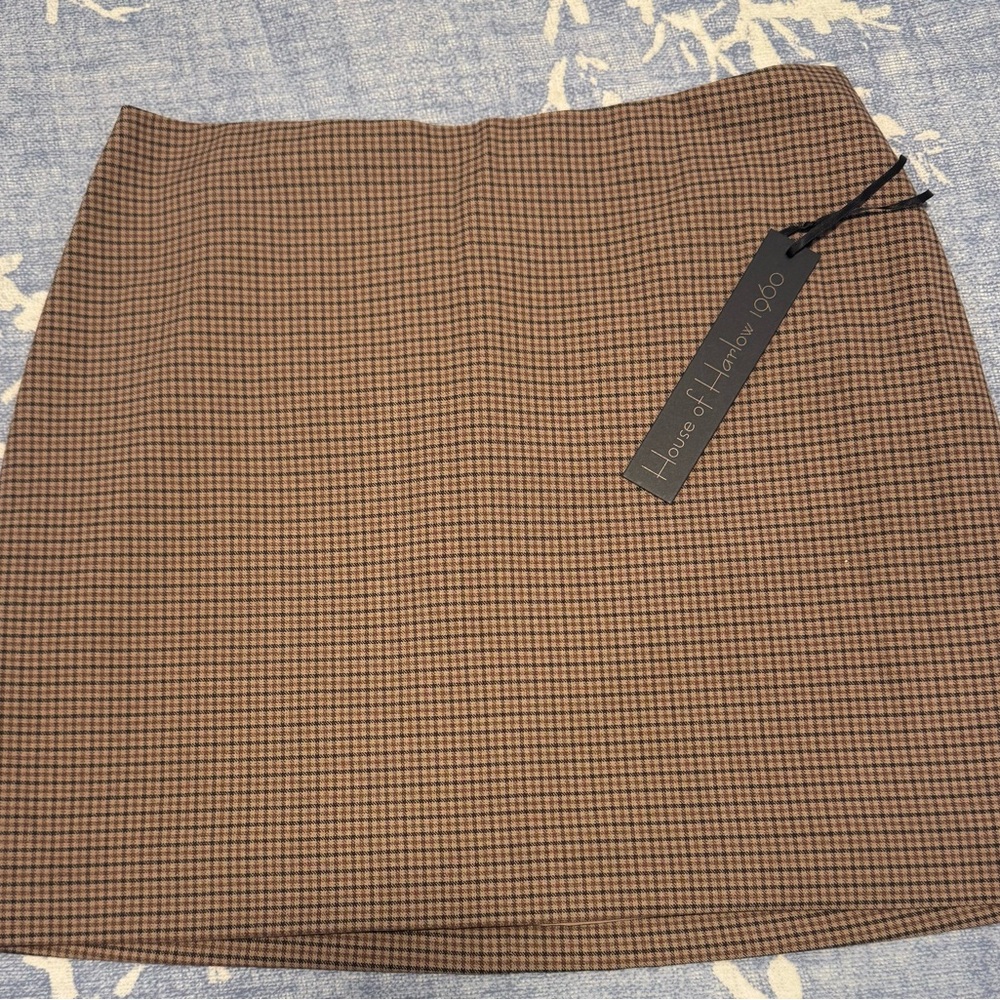 House of Harlow 1960 Tan Plaid A-Line Skirt